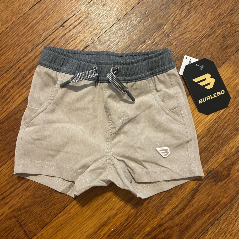 Burlebo Tan and Gray Athletic Shorts Lightweight Casual Fit